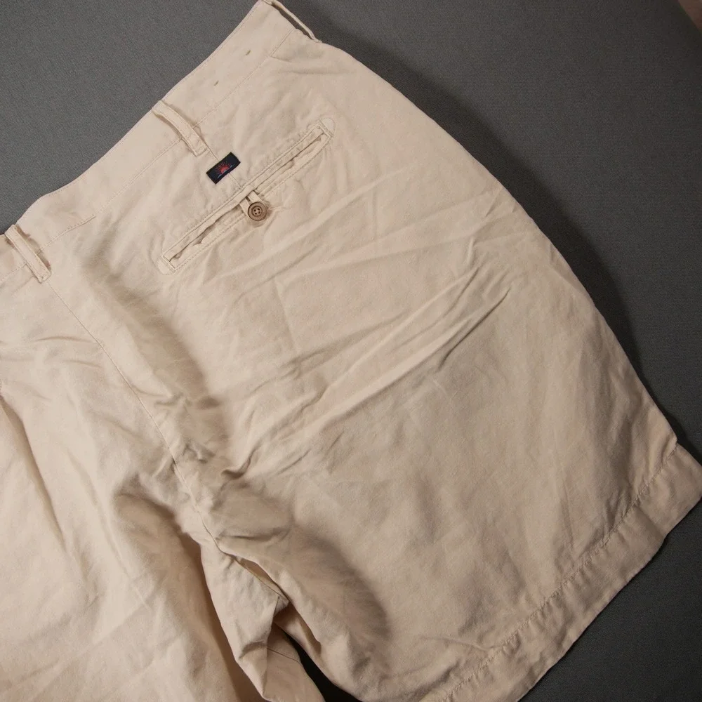 Faherty Linen Cotton Flat Front Men Shorts 40 Vacation Coastal Prep Nautical
